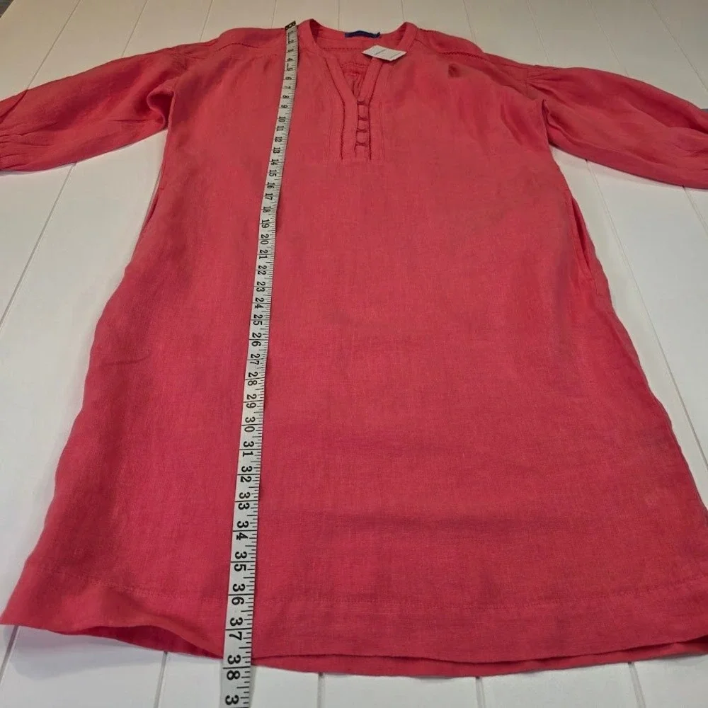 J.McLaughlin Women's S Nylee‎ 100% Linen Shift Dress Rose Pink 3/4 Sleeve NEW